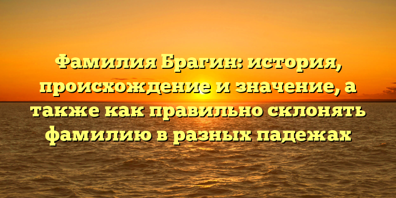 Фамилия Брагин: история, происхождение и значение, а также как правильно склонять фамилию в разных падежах