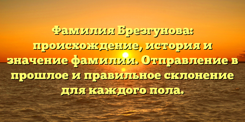 Фамилия Брезгунова: происхождение, история и значение фамилии. Отправление в прошлое и правильное склонение для каждого пола.