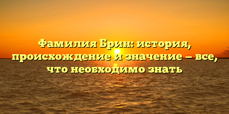 Фамилия Брин: история, происхождение и значение — все, что необходимо знать