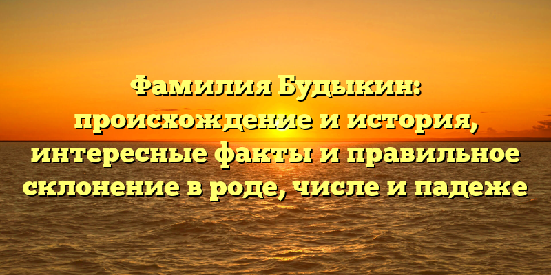 Фамилия Будыкин: происхождение и история, интересные факты и правильное склонение в роде, числе и падеже