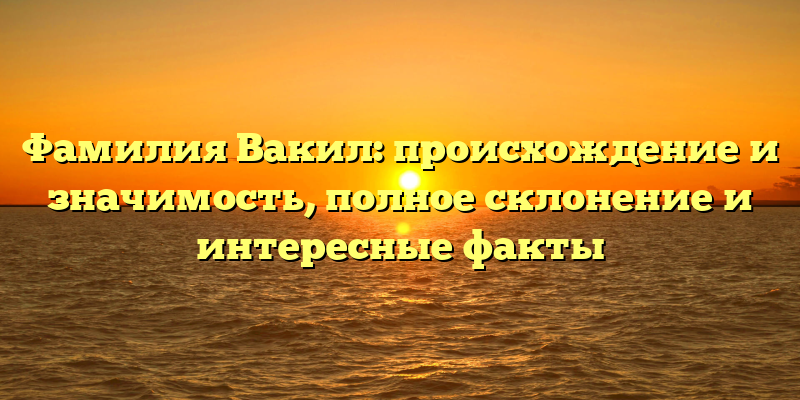 Фамилия Вакил: происхождение и значимость, полное склонение и интересные факты