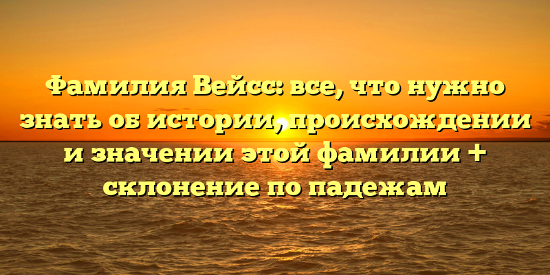 Фамилия Вейсс: все, что нужно знать об истории, происхождении и значении этой фамилии + склонение по падежам