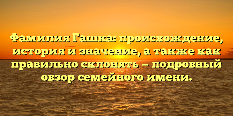 Фамилия Гашка: происхождение, история и значение, а также как правильно склонять — подробный обзор семейного имени.