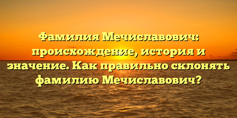 Фамилия Мечиславович: происхождение, история и значение. Как правильно склонять фамилию Мечиславович?