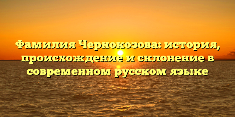 Фамилия Чернокозова: история, происхождение и склонение в современном русском языке