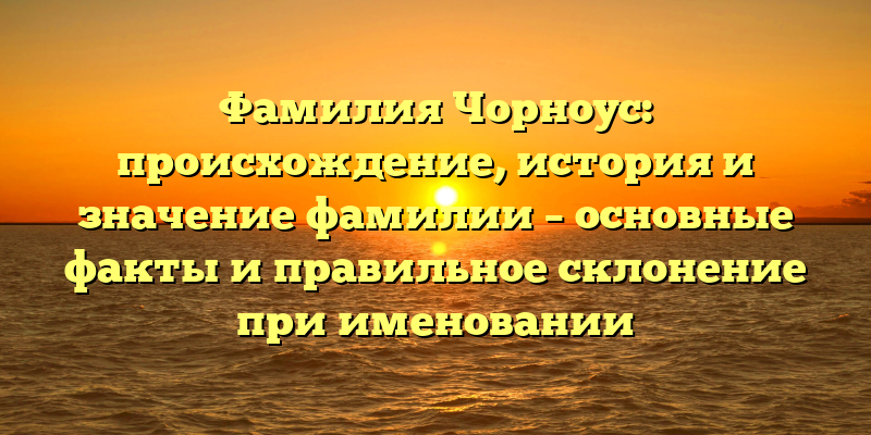 Фамилия Чорноус: происхождение, история и значение фамилии – основные факты и правильное склонение при именовании