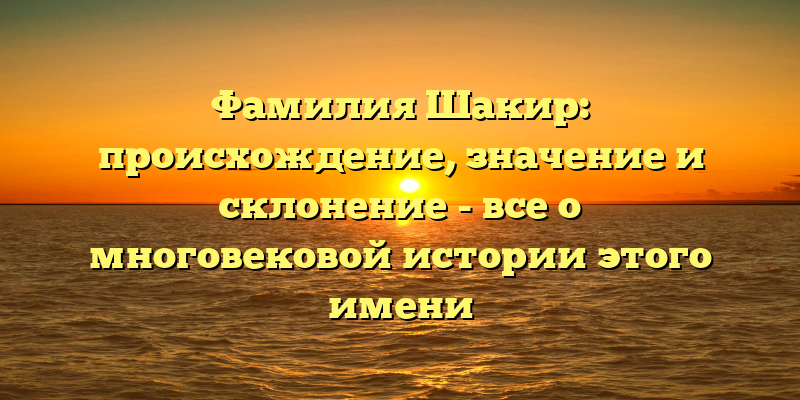 Фамилия Шакир: происхождение, значениe и склонение - все о многовековой истории этого имени
