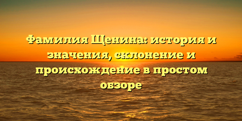Фамилия Щенина: история и значения, склонение и происхождение в простом обзоре