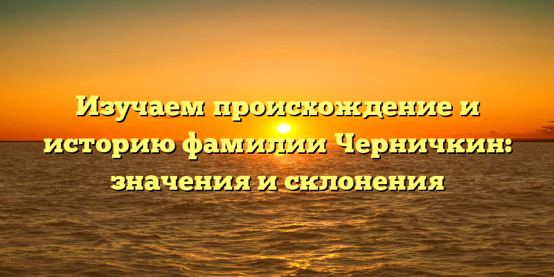 Изучаем происхождение и историю фамилии Черничкин: значения и склонения