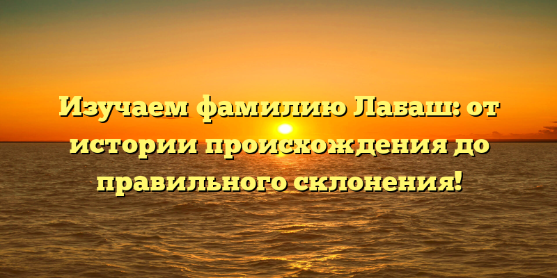 Изучаем фамилию Лабаш: от истории происхождения до правильного склонения!