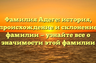 Фамилия Адеге: история, происхождение и склонение фамилии — узнайте все о значимости этой фамилии