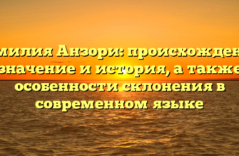 Фамилия Анзори: происхождение, значение и история, а также особенности склонения в современном языке