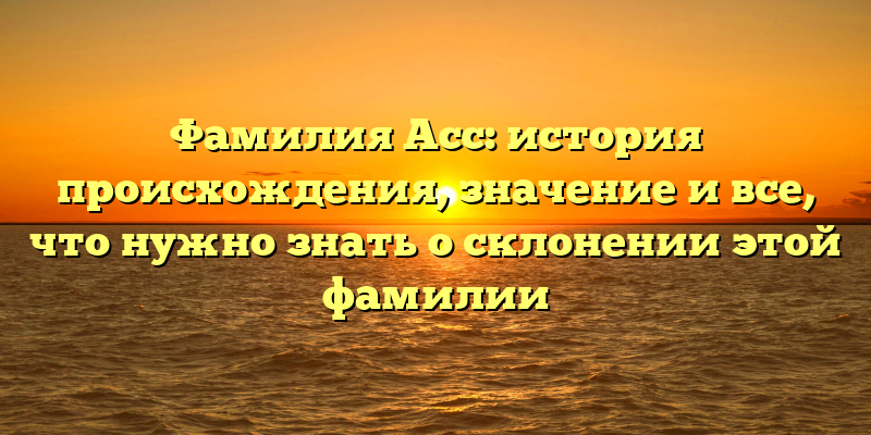 Фамилия Асс: история происхождения, значение и все, что нужно знать о склонении этой фамилии