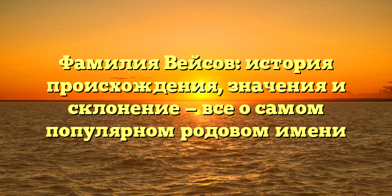 Фамилия Вейсов: история происхождения, значения и склонение — все о самом популярном родовом имени