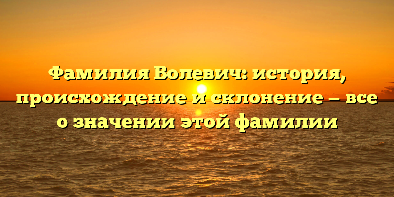 Фамилия Волевич: история, происхождение и склонение — все о значении этой фамилии