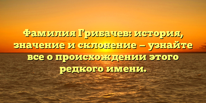 Фамилия Грибачев: история, значение и склонение — узнайте все о происхождении этого редкого имени.