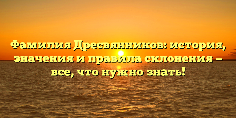 Фамилия Дресвянников: история, значения и правила склонения — все, что нужно знать!