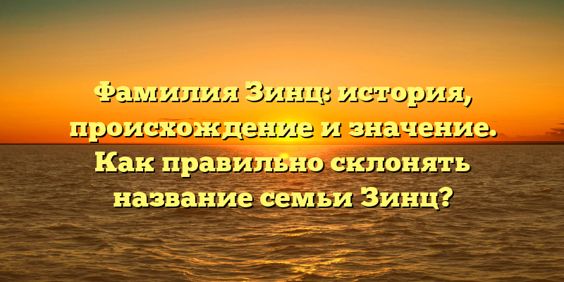 Фамилия Зинц: история, происхождение и значение. Как правильно склонять название семьи Зинц?