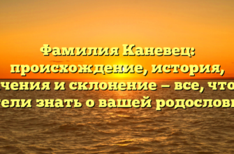 Фамилия Каневец: происхождение, история, значения и склонение — все, что вы хотели знать о вашей родословной