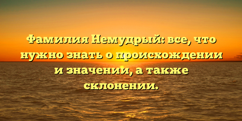 Фамилия Немудрый: все, что нужно знать о происхождении и значении, а также склонении.