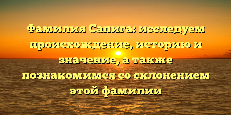 Фамилия Сапига: исследуем происхождение, историю и значение, а также познакомимся со склонением этой фамилии