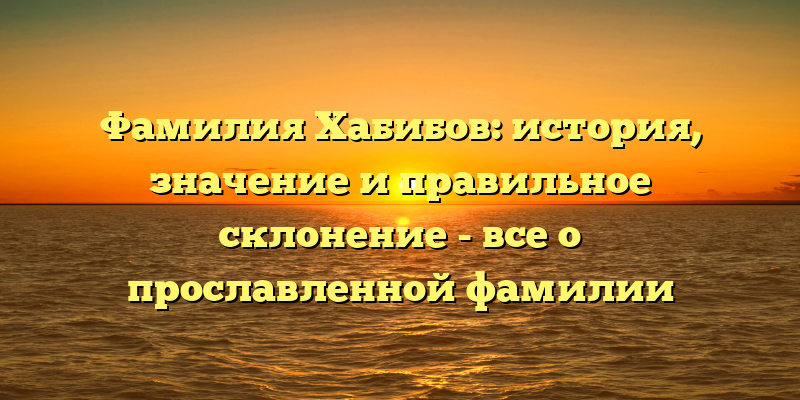 Фамилия Хабибов: история, значение и правильное склонение - все о прославленной фамилии