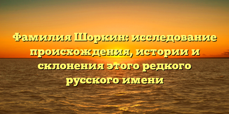 Фамилия Шоркин: исследование происхождения, истории и склонения этого редкого русского имени