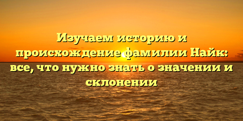Изучаем историю и происхождение фамилии Найк: все, что нужно знать о значении и склонении
