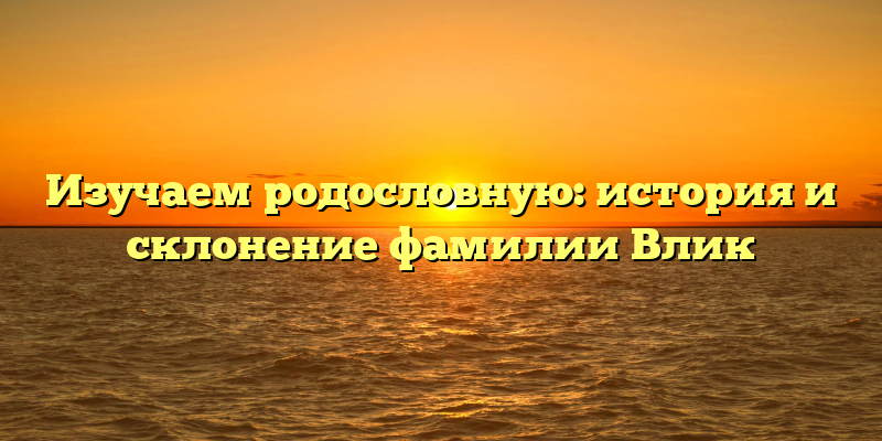 Изучаем родословную: история и склонение фамилии Влик