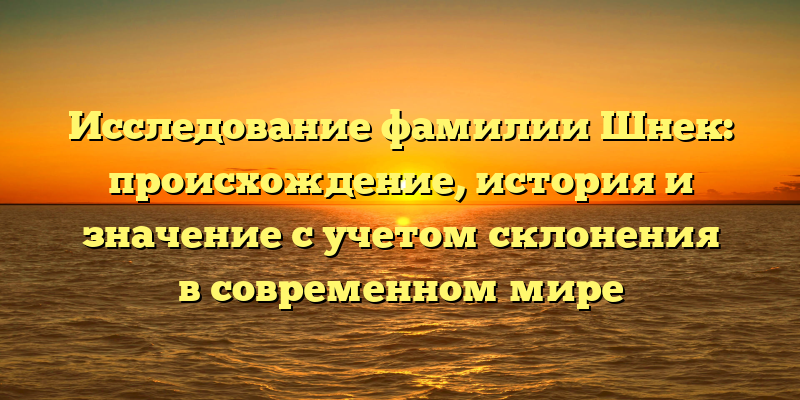 Исследование фамилии Шнек: происхождение, история и значение с учетом склонения в современном мире