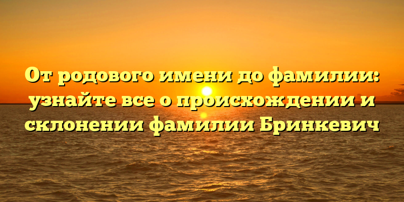 От родового имени до фамилии: узнайте все о происхождении и склонении фамилии Бринкевич
