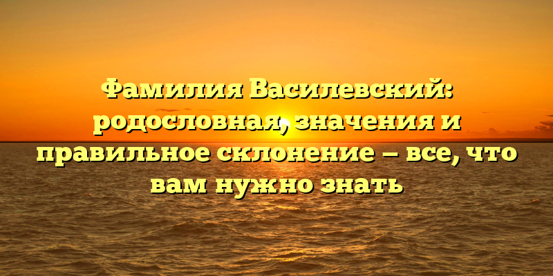 Фамилия Василевский: родословная, значения и правильное склонение — все, что вам нужно знать