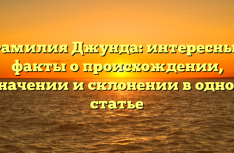 Фамилия Джунда: интересные факты о происхождении, значении и склонении в одной статье
