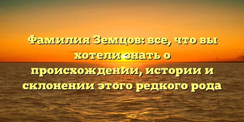 Фамилия Земцов: все, что вы хотели знать о происхождении, истории и склонении этого редкого рода