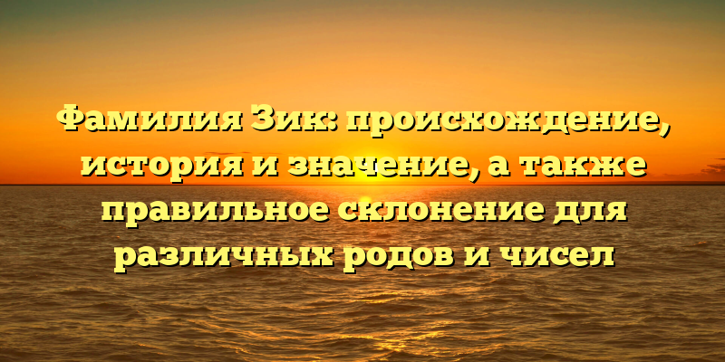 Фамилия Зик: происхождение, история и значение, а также правильное склонение для различных родов и чисел