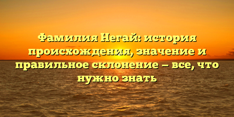 Фамилия Негай: история происхождения, значение и правильное склонение — все, что нужно знать