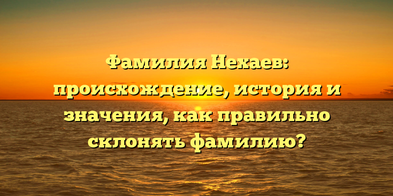 Фамилия Нехаев: происхождение, история и значения, как правильно склонять фамилию?