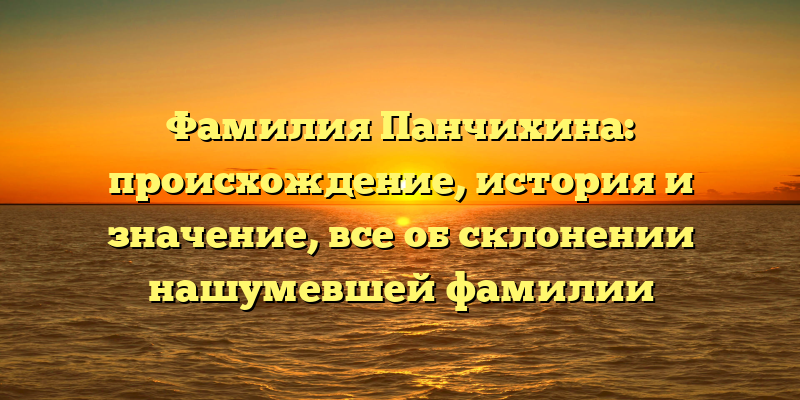 Фамилия Панчихина: происхождение, история и значение, все об склонении нашумевшей фамилии