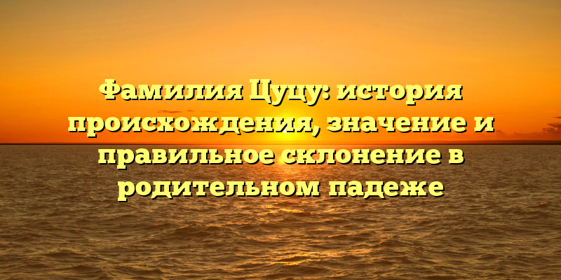 Фамилия Цуцу: история происхождения, значение и правильное склонение в родительном падеже