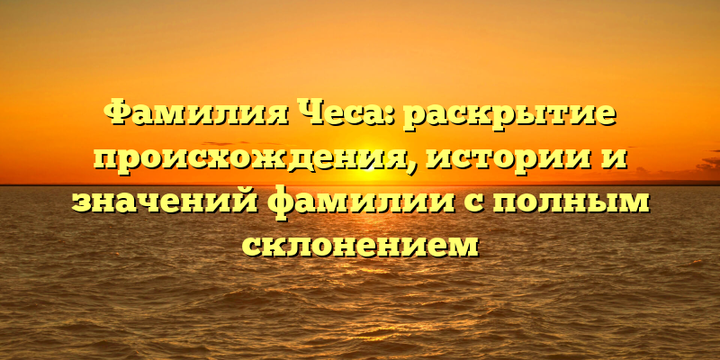 Фамилия Чеса: раскрытие происхождения, истории и значений фамилии с полным склонением