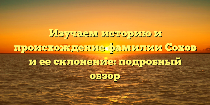Изучаем историю и происхождение фамилии Сохов и ее склонение: подробный обзор