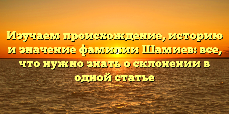 Изучаем происхождение, историю и значение фамилии Шамиев: все, что нужно знать о склонении в одной статье