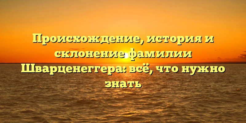 Происхождение, история и склонение фамилии Шварценеггера: всё, что нужно знать
