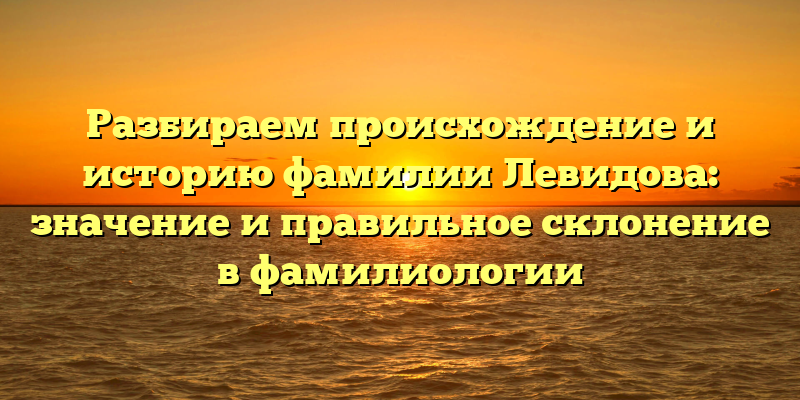 Разбираем происхождение и историю фамилии Левидова: значение и правильное склонение в фамилиологии