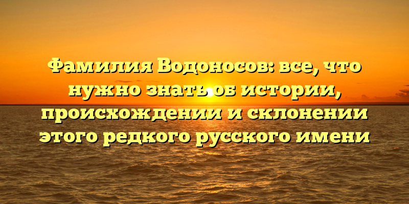 Фамилия Водоносов: все, что нужно знать об истории, происхождении и склонении этого редкого русского имени