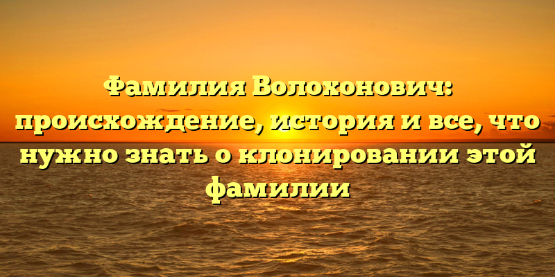 Фамилия Волохонович: происхождение, история и все, что нужно знать о клонировании этой фамилии