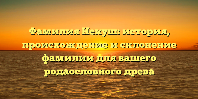 Фамилия Некуш: история, происхождение и склонение фамилии для вашего родаословного древа