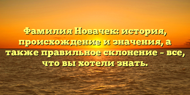 Фамилия Новачек: история, происхождение и значения, а также правильное склонение – все, что вы хотели знать.