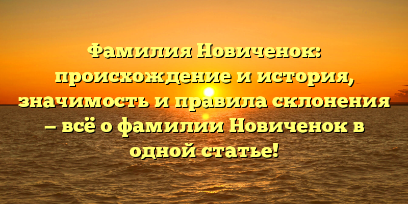 Фамилия Новиченок: происхождение и история, значимость и правила склонения — всё о фамилии Новиченок в одной статье!