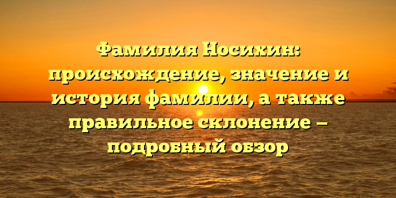 Фамилия Носихин: происхождение, значение и история фамилии, а также правильное склонение — подробный обзор